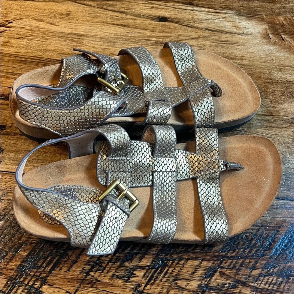 Sofft Mermaid Tail Embossed Leather Stripy Sandals Copper Comfortable 7.5